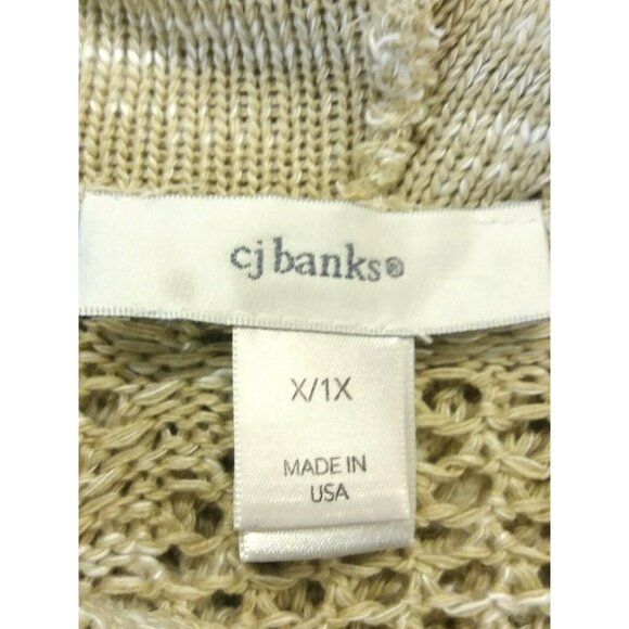 CJ Banks Open Knit Poncho Shawl Size 1X Tan Beige Spring Party Gift Festival - Picture 7 of 8